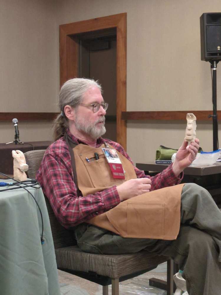 Jay Trefethen, doing a wood carving demo at Boskone 63