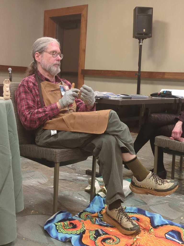 Wood carving demo at Boskone 63.