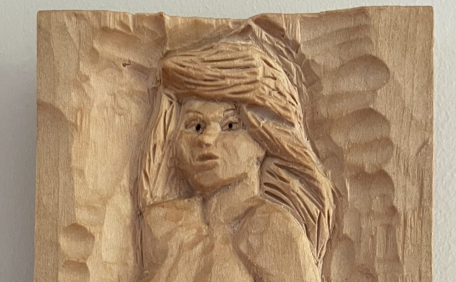 The Mermaid's Secret, wood carving in Basswood by Jay Trefethen, © 2026 Jay Trefethen