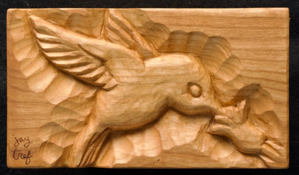 Wood Carving in Cherry by Jay Trefethen. 